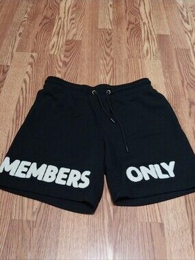 Members Only Fleece Sweat Shorts Mens Size Medium Black Embroidered Logo Shorts